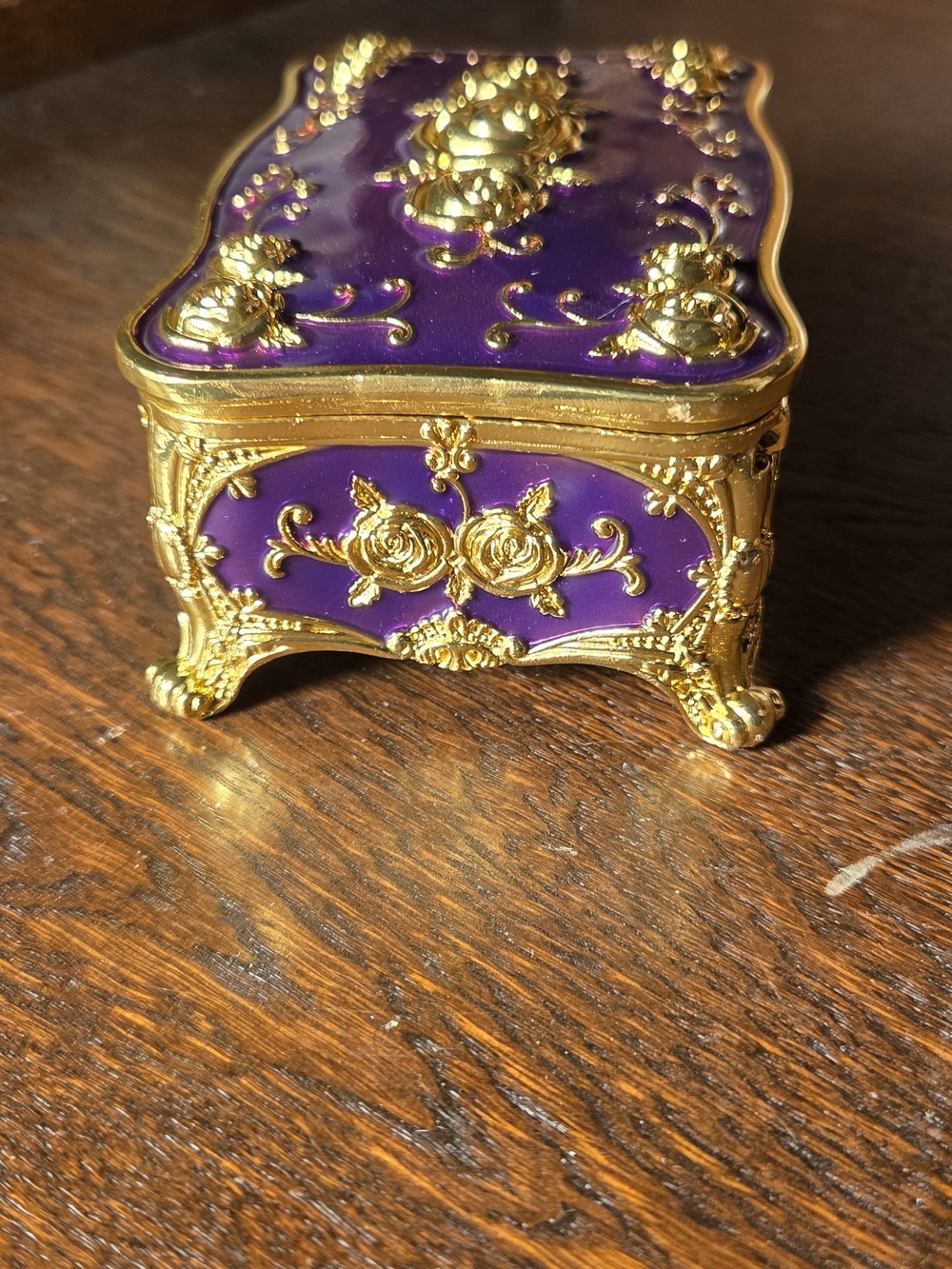 Purple and Gold Ornate Decorative Jewelry Music Box - Picture 5 of 10